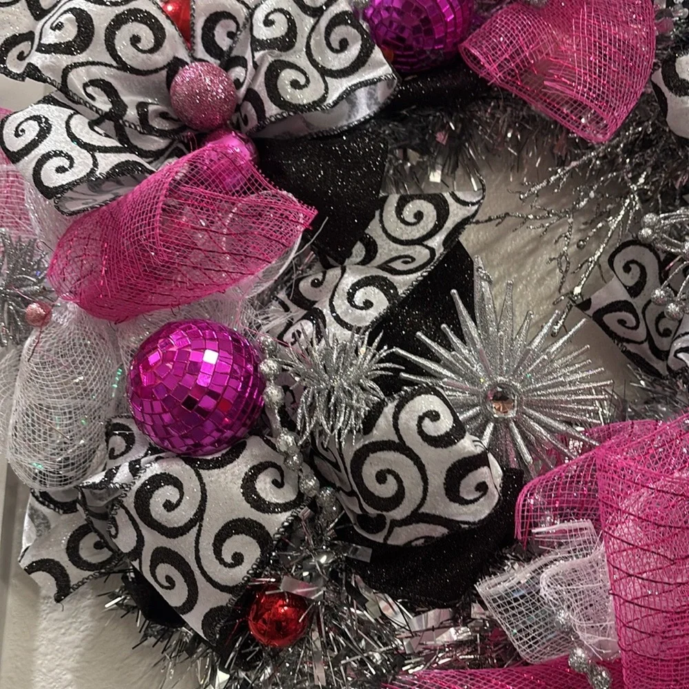 Stunning Pink Silver Wreath handmade Final Sale